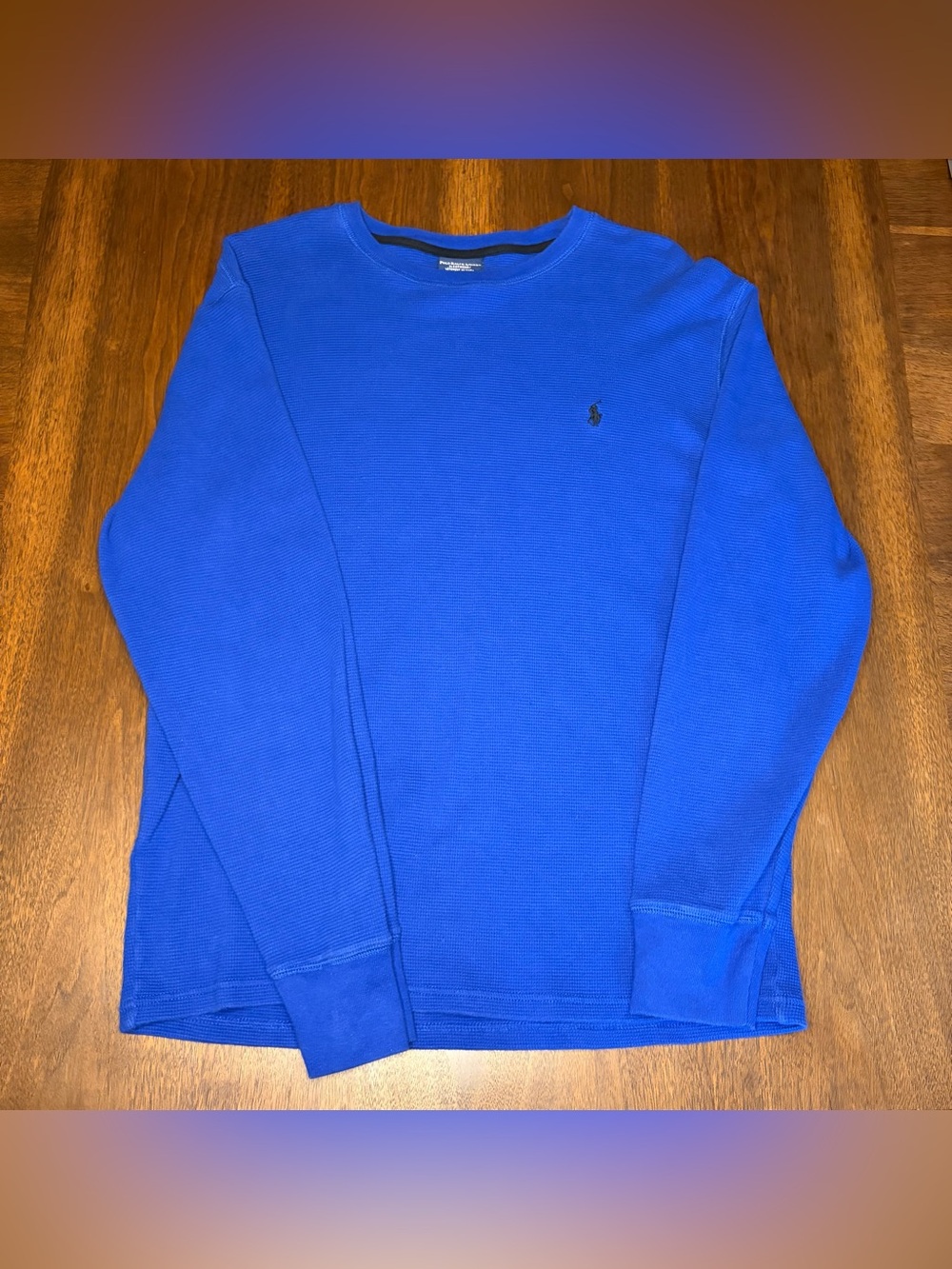 Polo Ralph Lauren Mens L Blue Waffle Knit Logo Sleepwear Pajama Long Sleeve